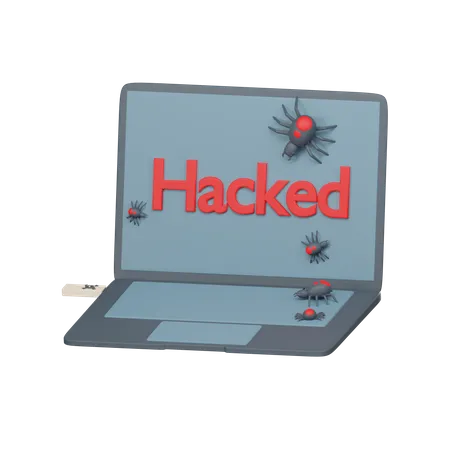 Hacked Laptop With Transparent Background 3D Icon