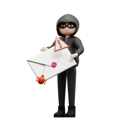 Pirate informatique avec courrier indésirable  3D Illustration