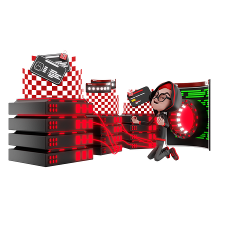 Hacker greifen Benutzerdatenbank an  3D Icon