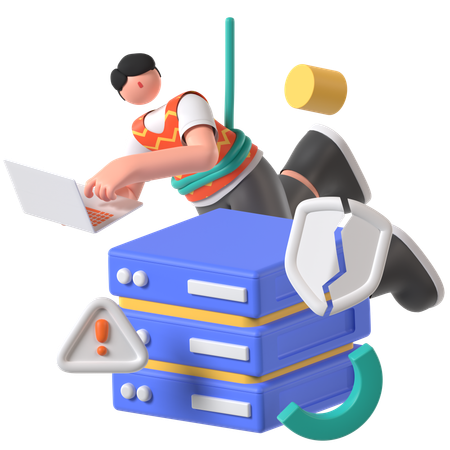 Hacker hacks server information  3D Icon