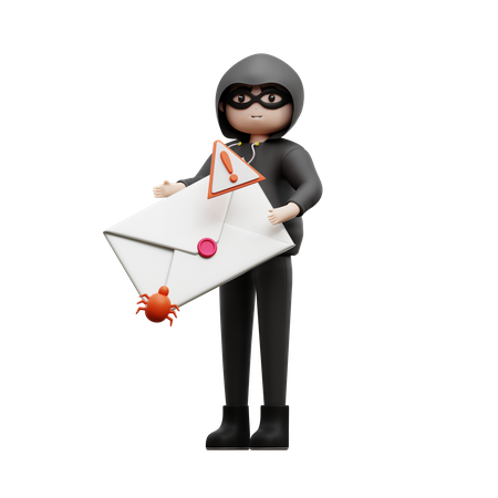 Hacker mit Spam-E-Mail  3D Illustration