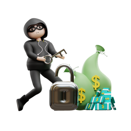 Hacker robando dinero  3D Illustration
