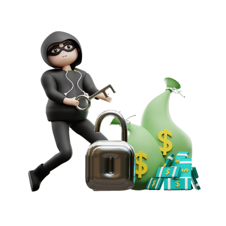 Hacker roubando dinheiro  3D Illustration