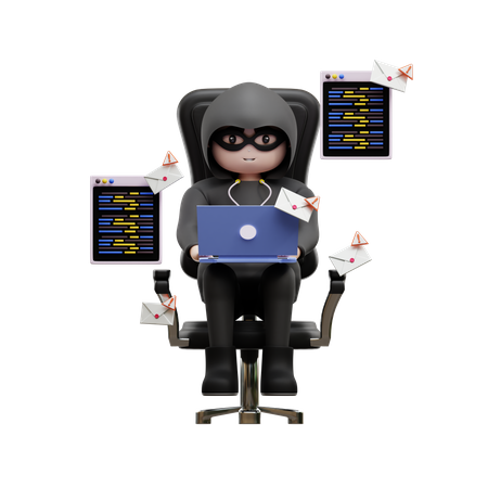 Hacker Sending Spam Email  3D Illustration