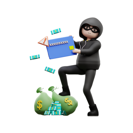 Hacker Stealing Credit Card Details  3D Illustration