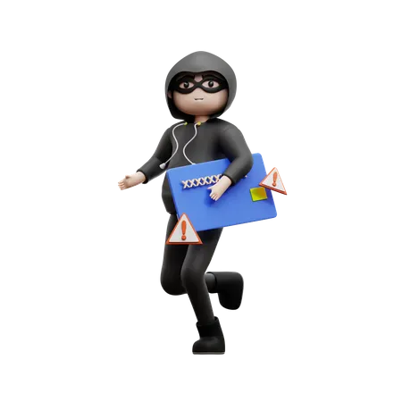 Hacker Stealing Credit Card Details  3D Illustration