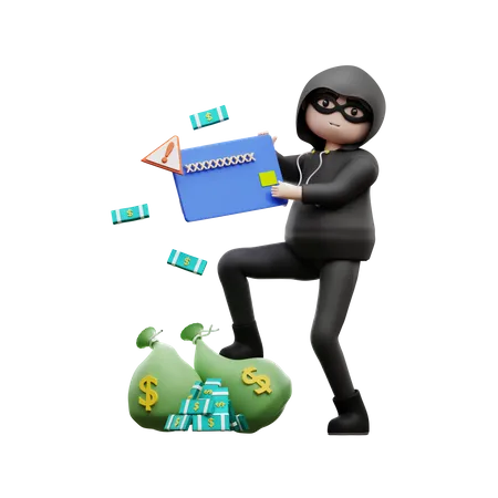 Hacker Stealing Credit Card Details  3D Illustration