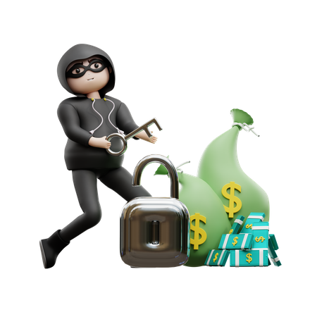 Hacker Stealing Money  3D Illustration