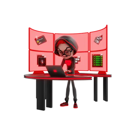 Hacker stealing user data  3D Illustration