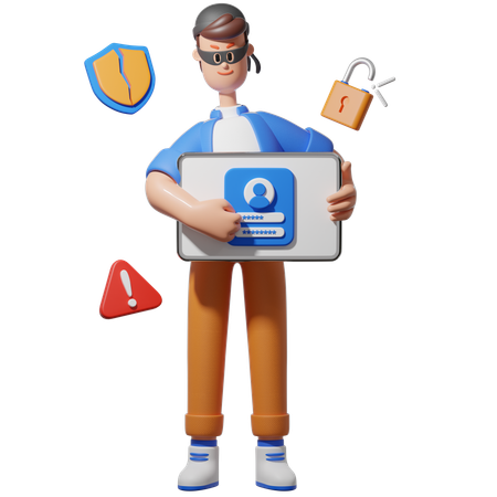 Hacker tenta invadir computador  3D Icon