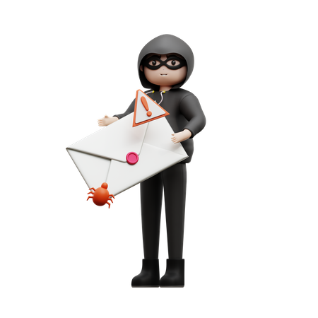 Hacker With Spam Email  3D Illustration