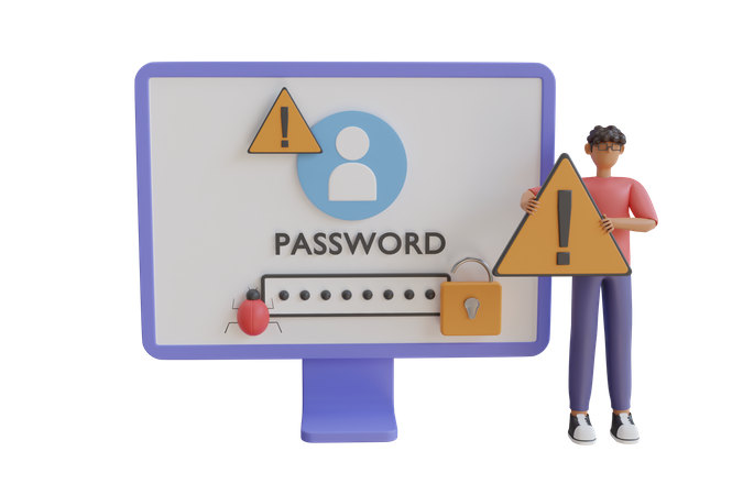 Hacking Password 3D Illustration