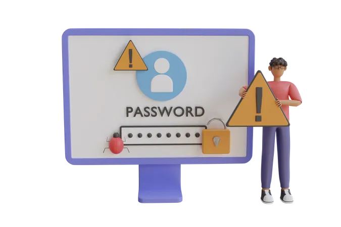 Hacking Password 3D Illustration