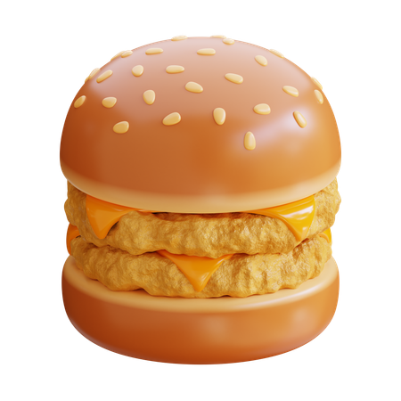 Hähnchen-Doppel-Cheese-Burger  3D Icon