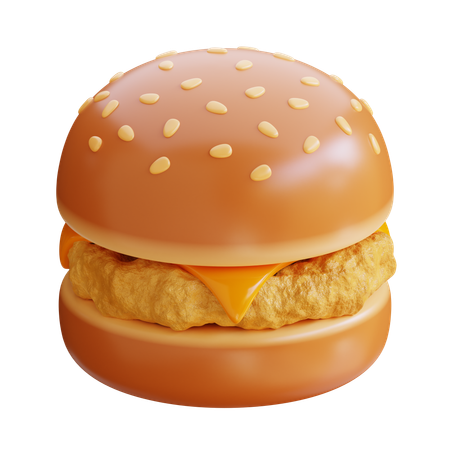 Hähnchen-Cheese-Burger  3D Icon