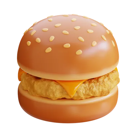 Hähnchen-Cheese-Burger  3D Icon