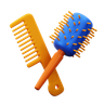 3d hair comb logo