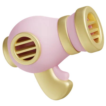 3 D Render Of A Modern Pink Hair Dryer With Gold Accents 3D Icon