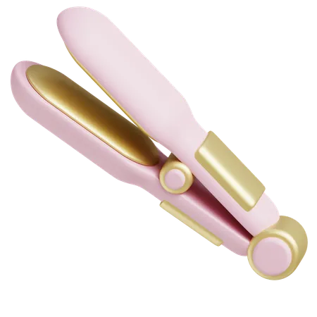 3 D Illustration Of A Pink And Gold Hair Straightener For Styling 3D Icon