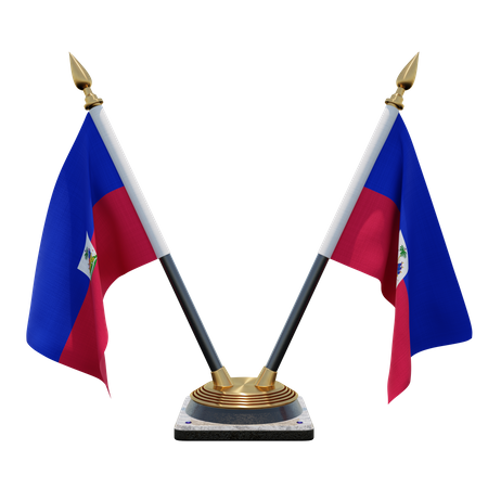 Haiti Double (V) Desk Flag Stand  3D Icon