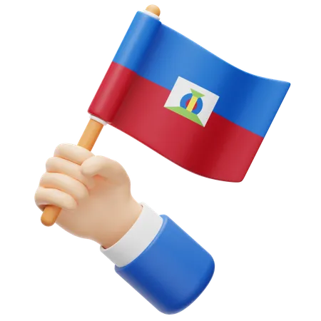 Haiti flag in hand  3D Icon