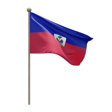 Haiti Flag Pole 3D Illustration