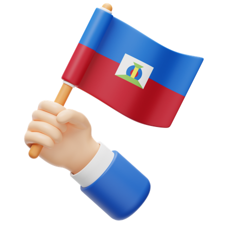 Haiti-Flagge in der Hand  3D Icon