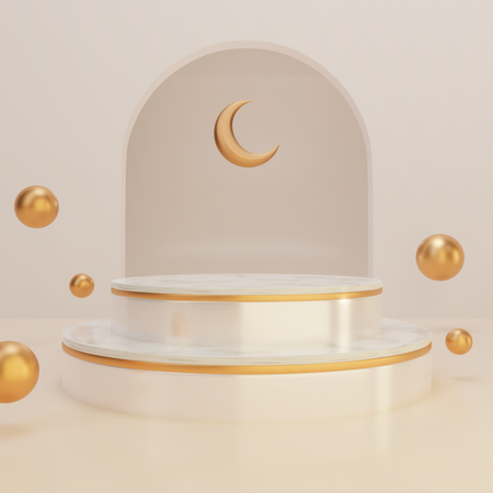 Halbmond Ramadan Podium  3D Illustration