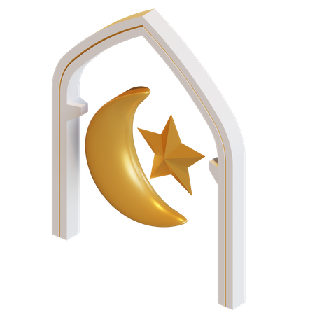 Halbmond-Stern-Symbol  3D Illustration