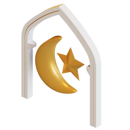 Halbmond-Stern-Symbol  3D Illustration