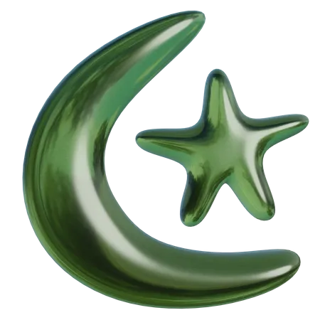 Halbmond und Stern abstrakte Form  3D Icon