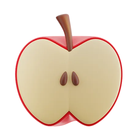 Half Apple Fruit 3 D Illustration 3D Icon