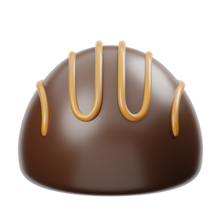 Half Ball Chocolate With Caramel  3D Icon