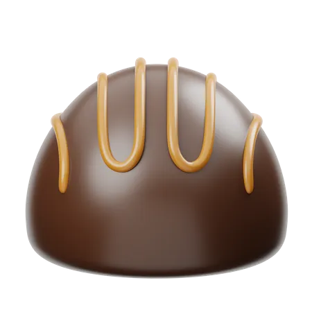 Half Ball Chocolate With Caramel  3D Icon
