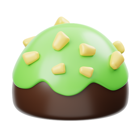 Half Ball Chocolate With Matcha Cream & Nuts  3D Icon