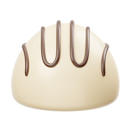 Half Ball White Chocolate With Chocolate Cream  3D Icon