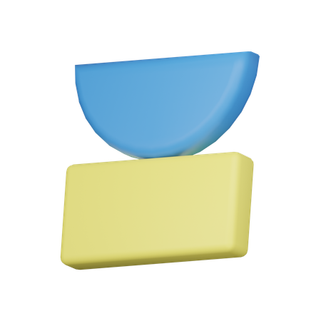 Half circle and Square  3D Icon