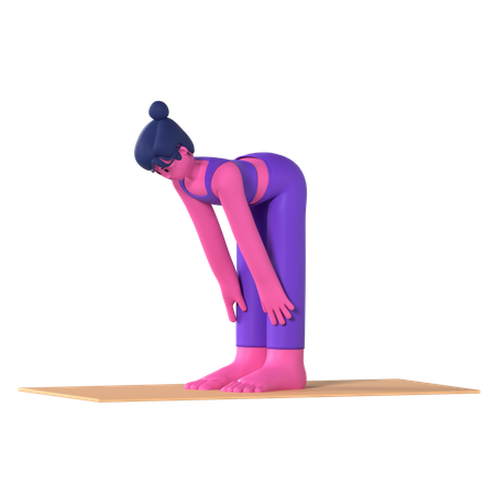 Half Forward Bend Pose  3D Icon