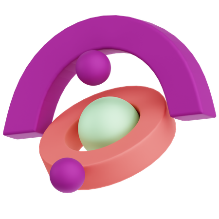 Half Hole Circle Abstract Shape  3D Icon