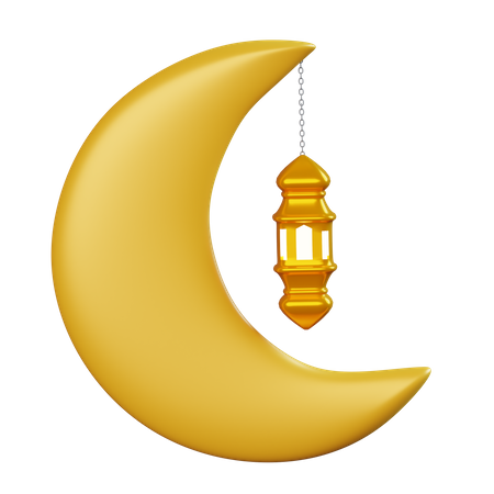 Half Moon and Arabic Lantern  3D Icon