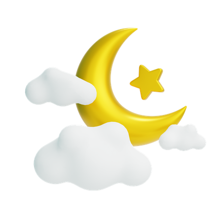 Half Moon and Star  3D Icon