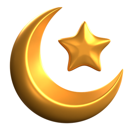 Half Moon And Star  3D Icon