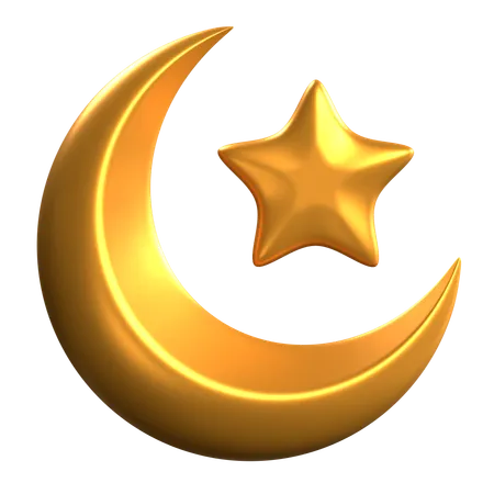 Half Moon And Star  3D Icon