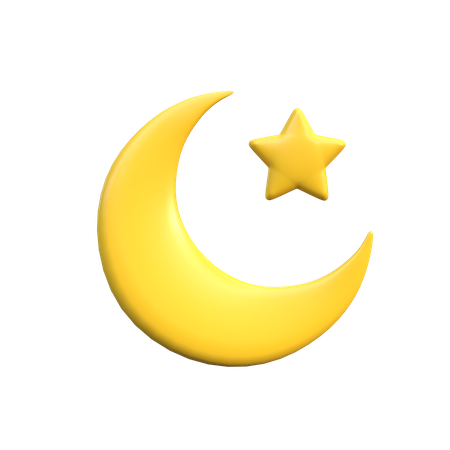 Half Moon And Star  3D Icon