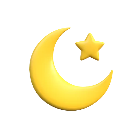 Half Moon And Star  3D Icon