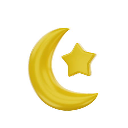 Half Moon And Star  3D Icon