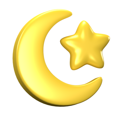 Half Moon And Star  3D Icon