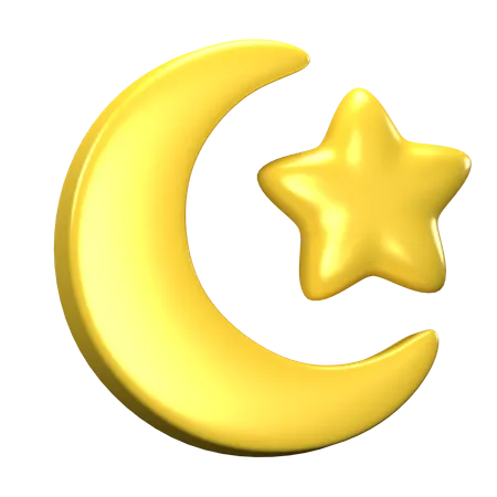 Half Moon And Star  3D Icon