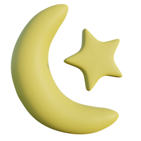 Half Moon And Star  3D Icon