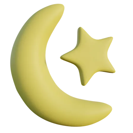 Half Moon And Star  3D Icon